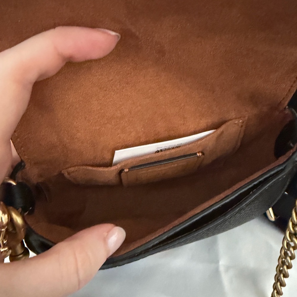 Coach Black Pebble Leather Flap Crossbody with Gold Hardware - Picture 4 of 5